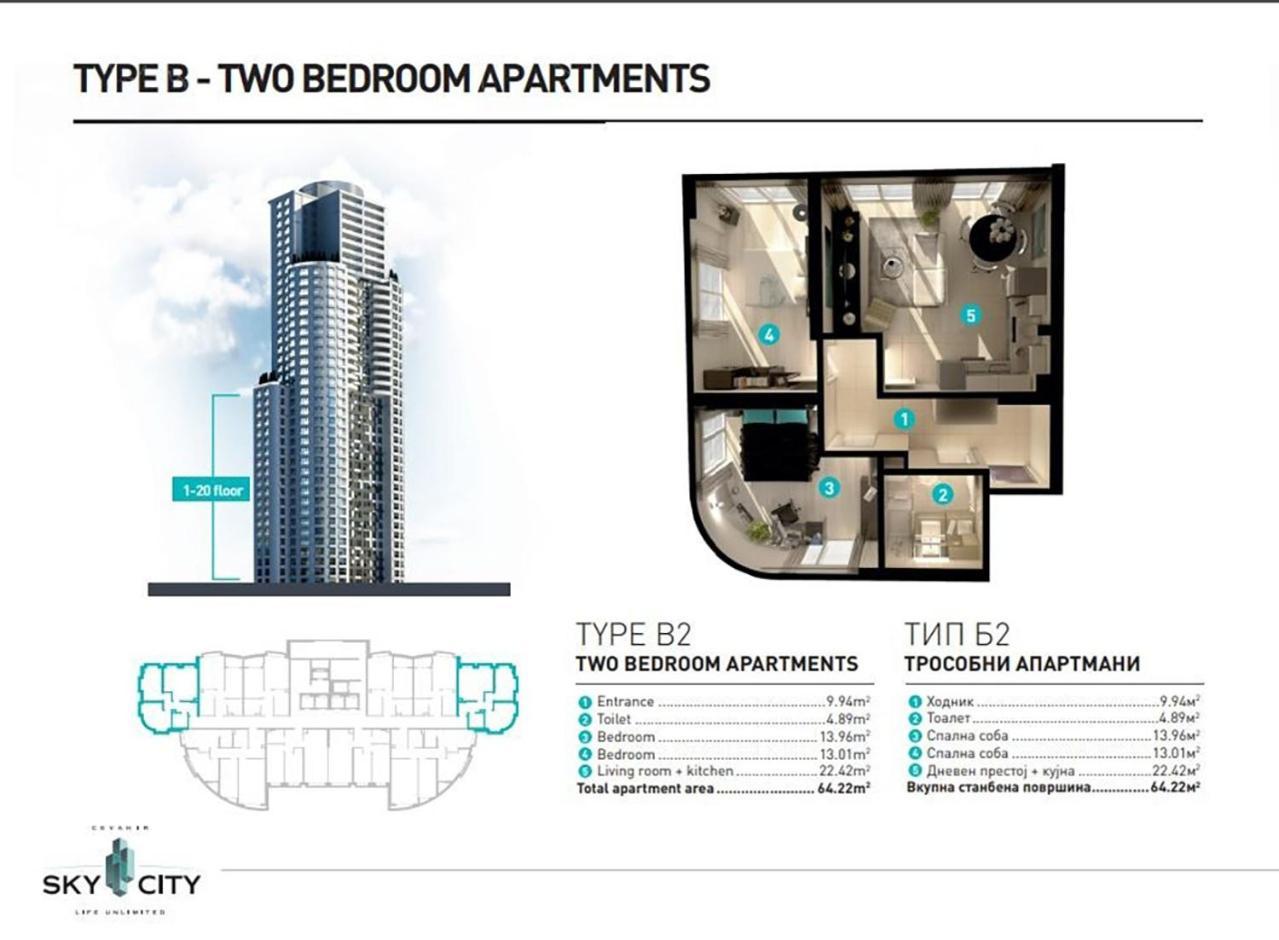 18Th & 16H Floor Secure Luxury Condos With Pool & Fitness Included In Price Skopje Exterior foto